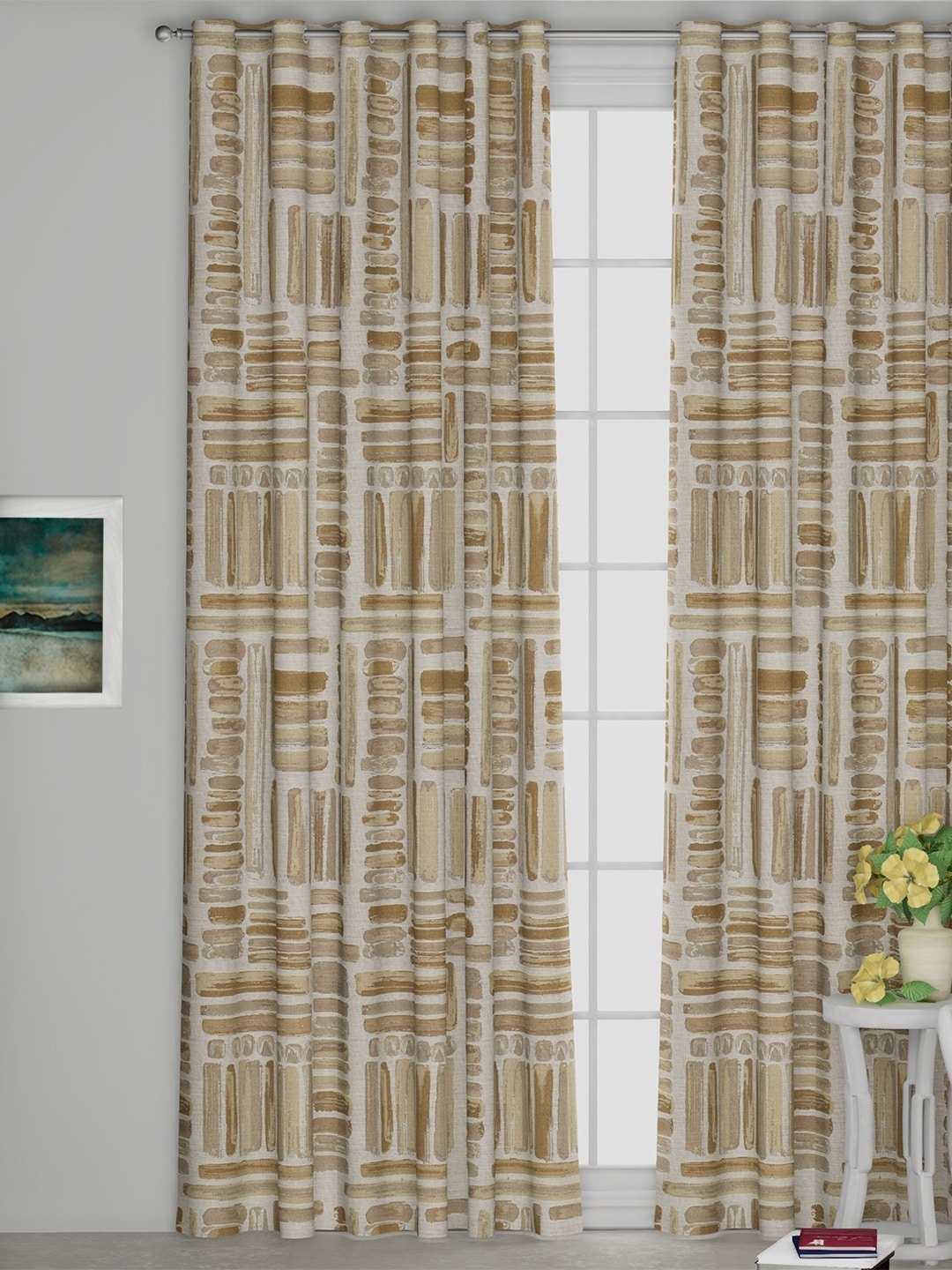 

GM Beige Printed Room Darkening Door Curtain