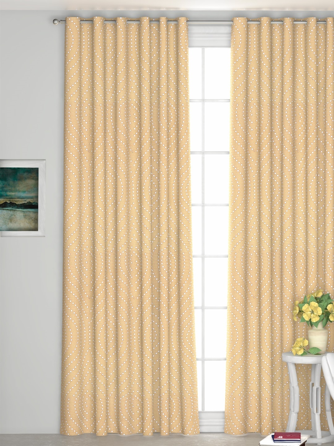 

GM Gold Geometric Printed Regular Door Curtain