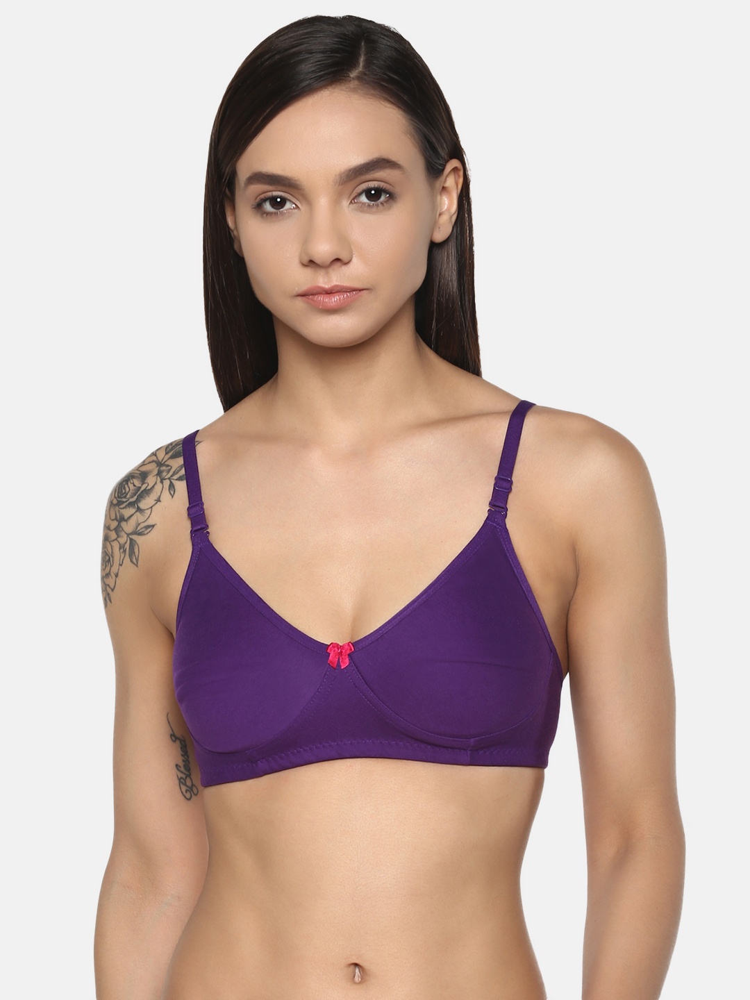 

Leading Lady cool Purple Solid Non-Wired Non Padded T-shirt Bra