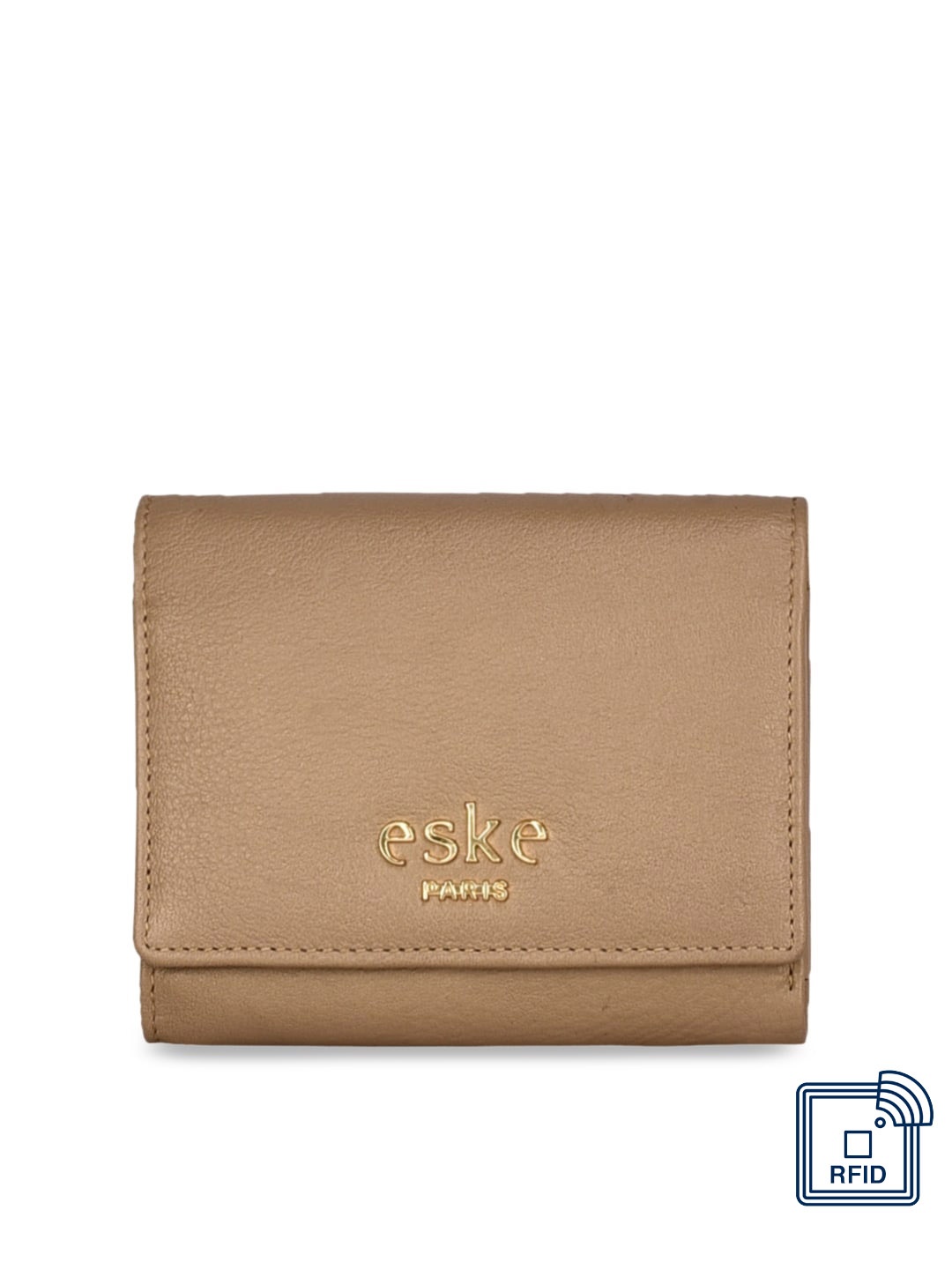 

Eske Women Beige Solid Two Fold Leather Wallet