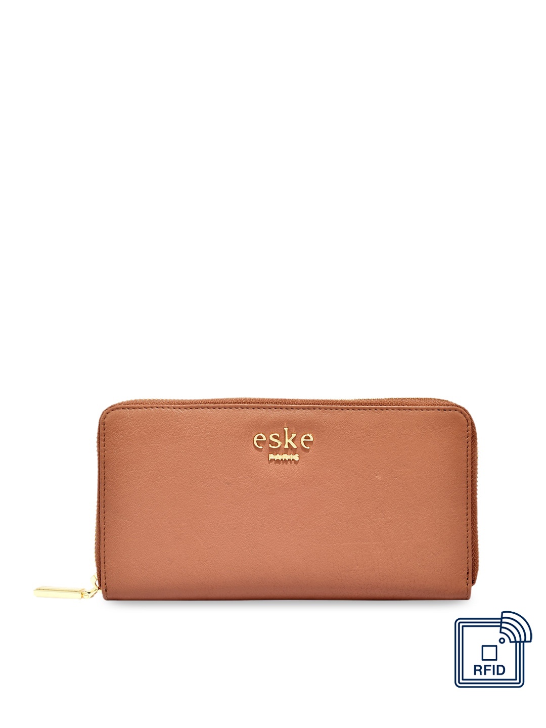 

Eske Women Brown Solid Zip Leather Around Wallet