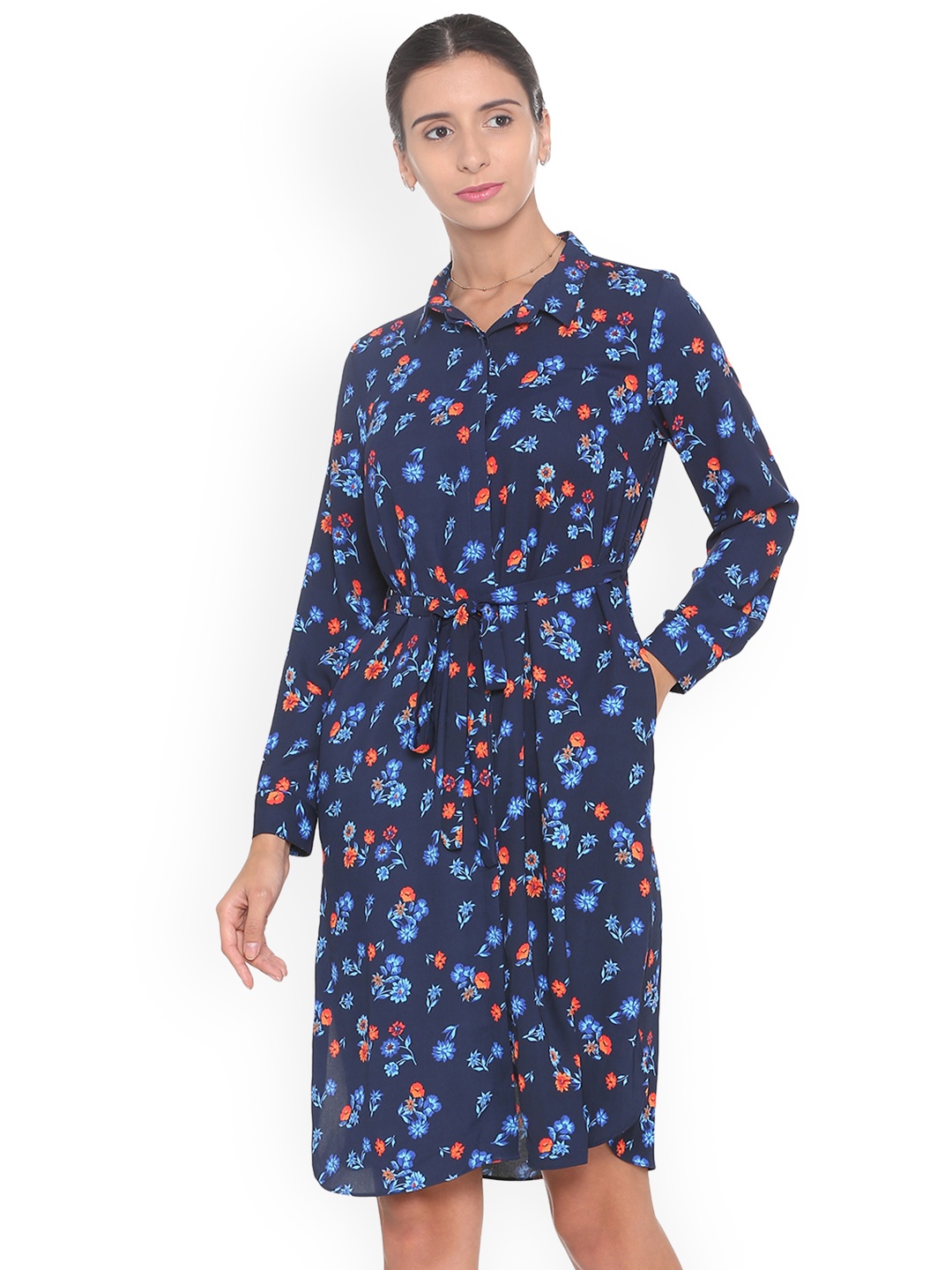 

Allen Solly Women Navy Blue Shirt Dress