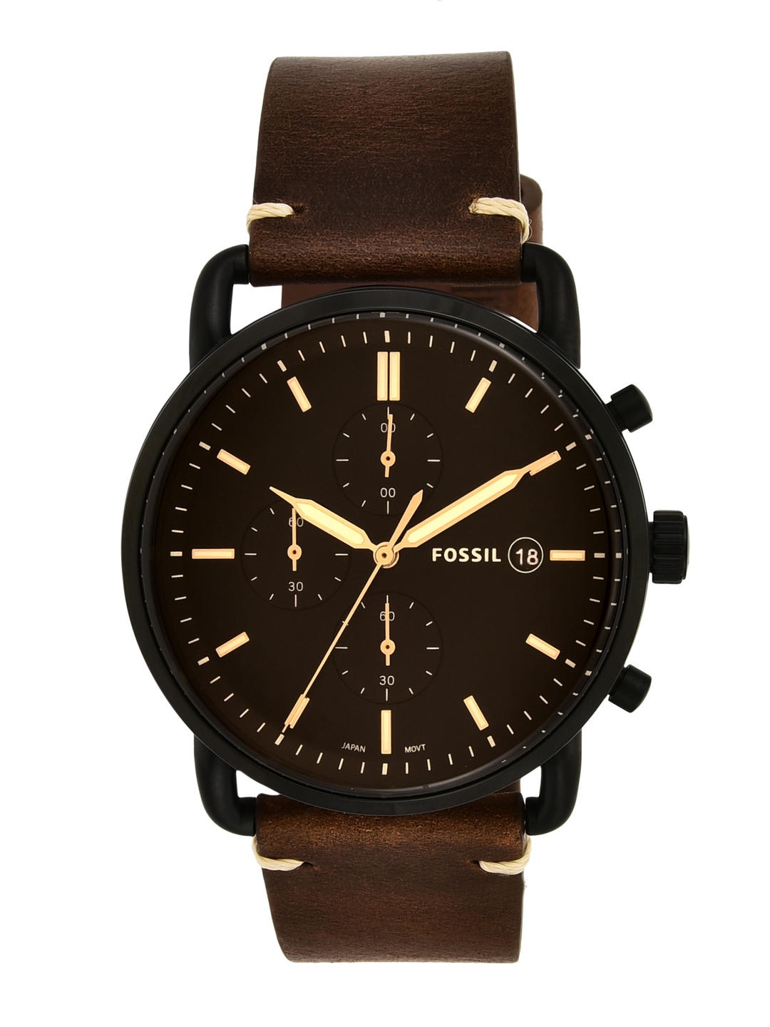 

Fossil Men Leather Straps Analogue Chronograph Watch - FS5403_SOR, Brown