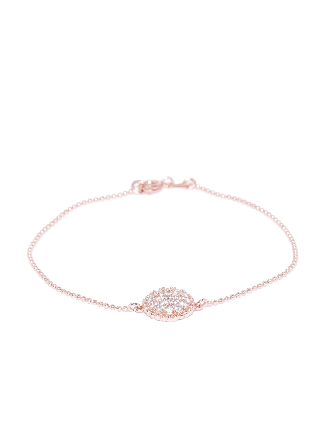 

Carlton London Rose Gold-Plated CZ Stone-Studded Charm Bracelet