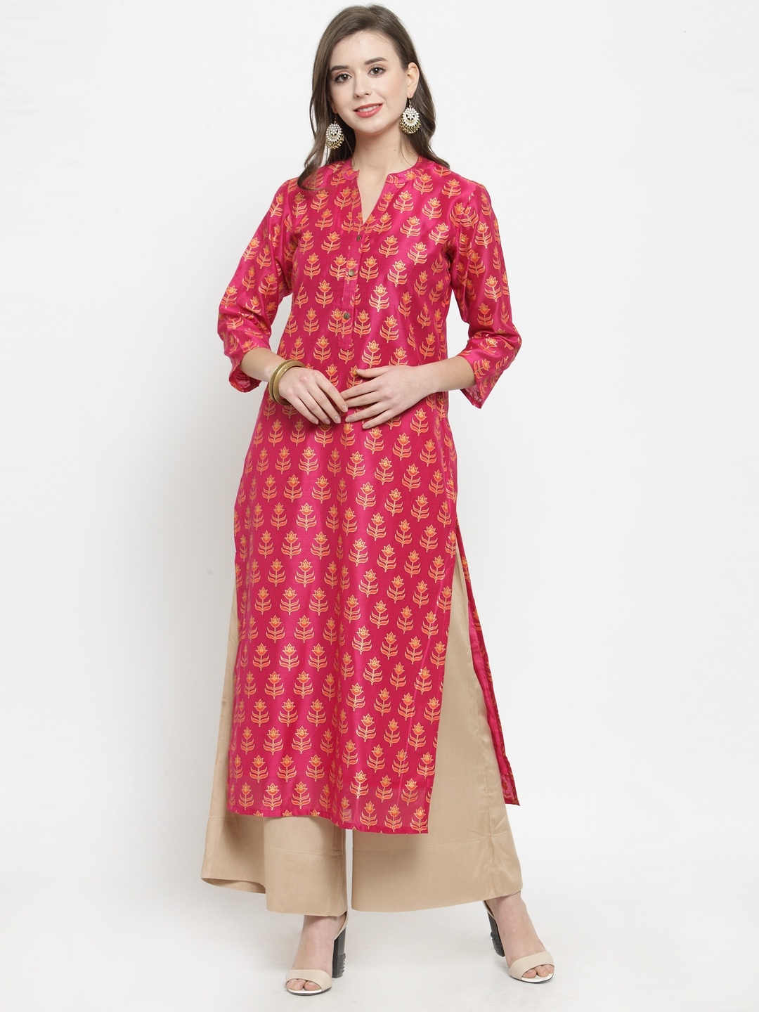 

Varanga Women Fuchsia Floral Printed Kurta with Palazzos