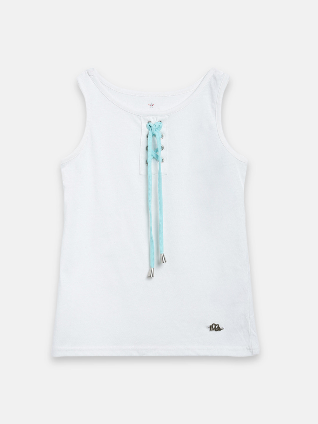 

ELLE Girls Off-White Solid Round Neck T-shirt