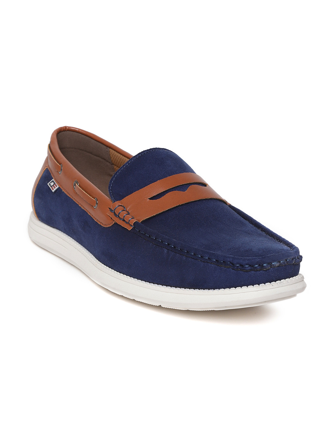 

Arrow Men Navy Blue Solid Leather Boat Shoes