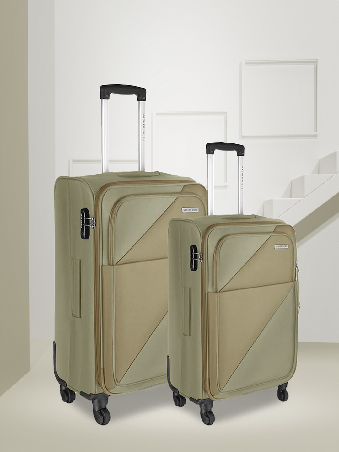 

Nasher Miles Set of 2 Texas Solid Trolley Bags, Khaki