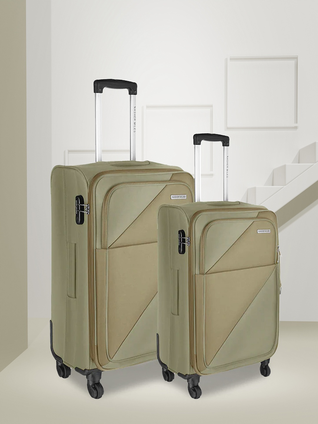 

Nasher Miles Set of 2 Texas Solid Soft Sided Trolley Bags, Khaki
