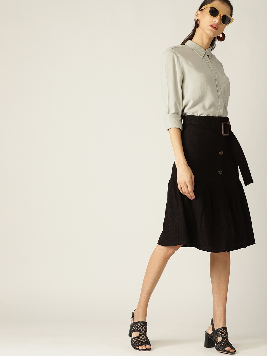 

MANGO Women Grey Regular Fit Solid Casual Shirt