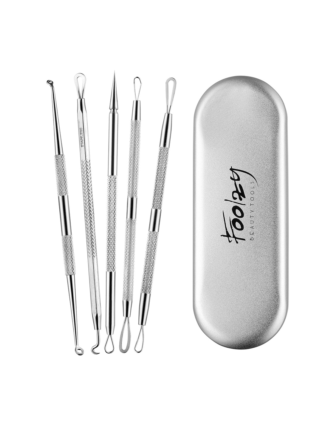 

Foolzy Women Silver-Toned Set Of 5 Blackhead Blemish & Splinter Acne Zit Removal Tool Set