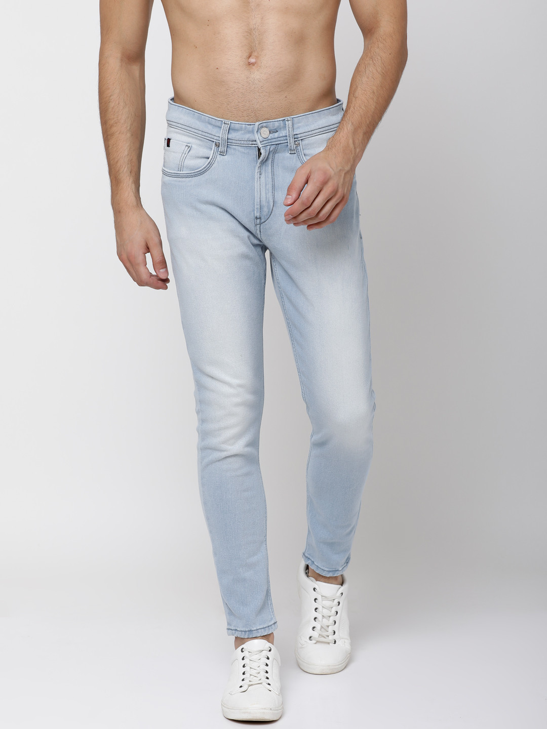 

LOCOMOTIVE Men Blue Tapered Fit Mid-Rise Clean Look Stretchable Jeans