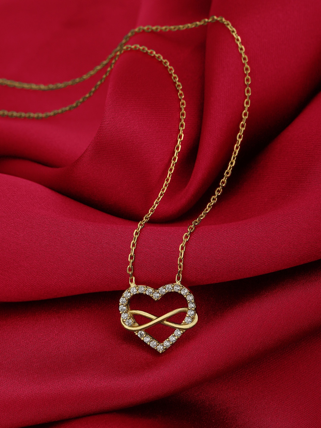 

Carlton London Gold-Plated CZ-Studded Heart-Shaped Necklace