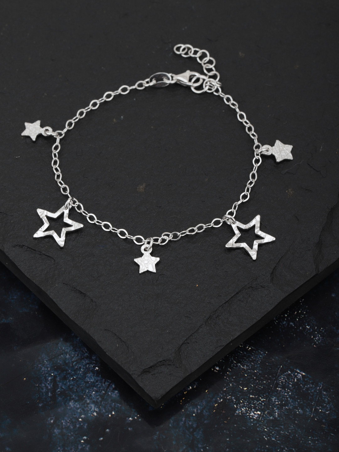 

Carlton London Silver-Toned Rhodium-Plated Charm Bracelet