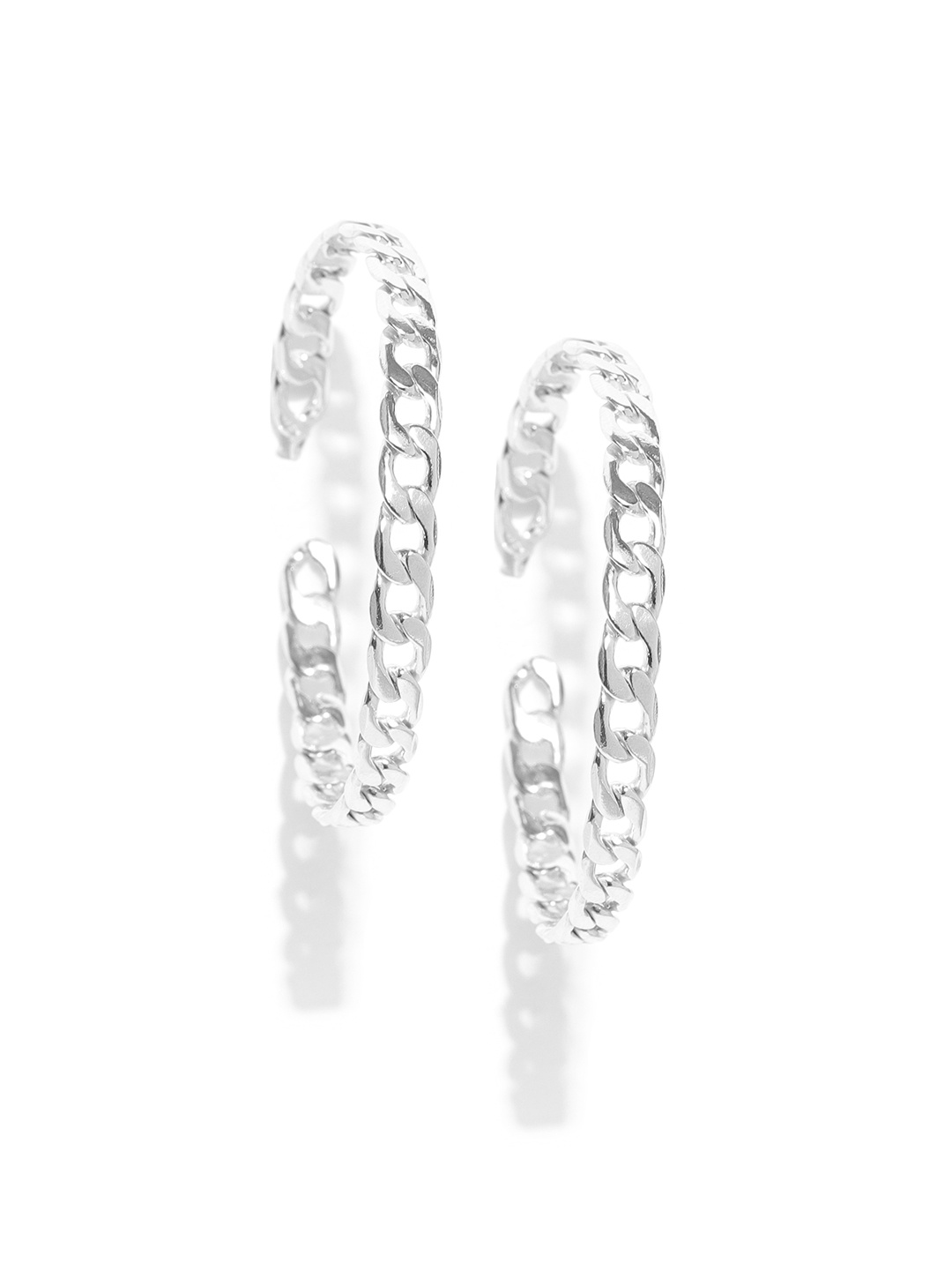 

Carlton London Silver-Toned Rhodium-Plated Circular Hoop Earrings