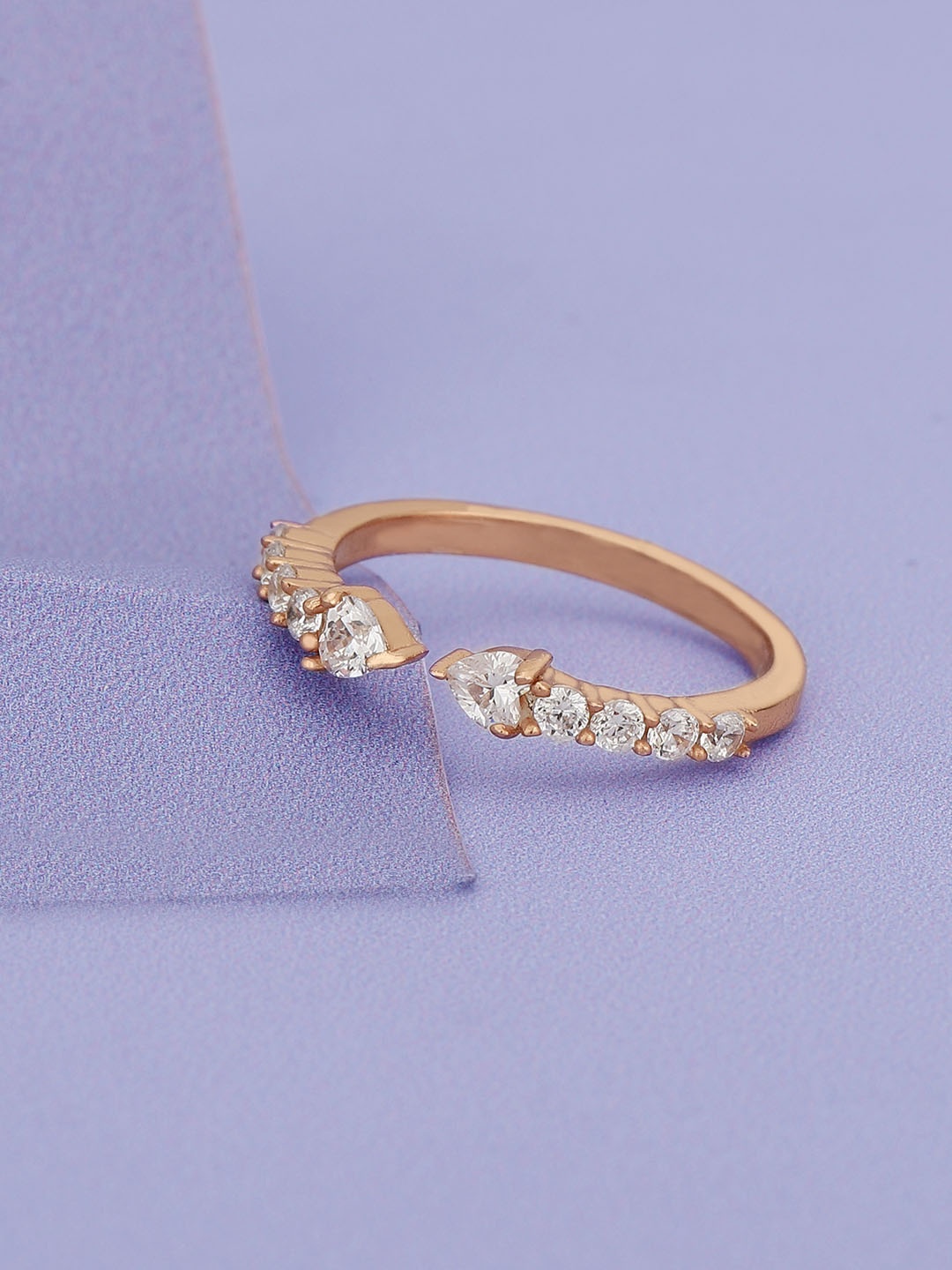 

Carlton London Rose Gold-Plated CZ-studded Adjustable Finger Ring