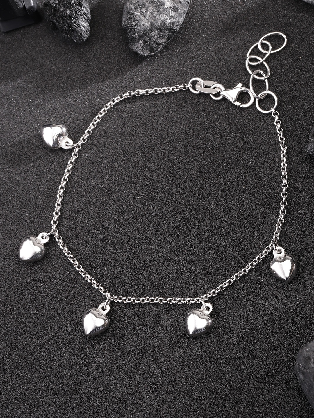 

Carlton London Silver-Toned Rhodium-Plated Charm Bracelet