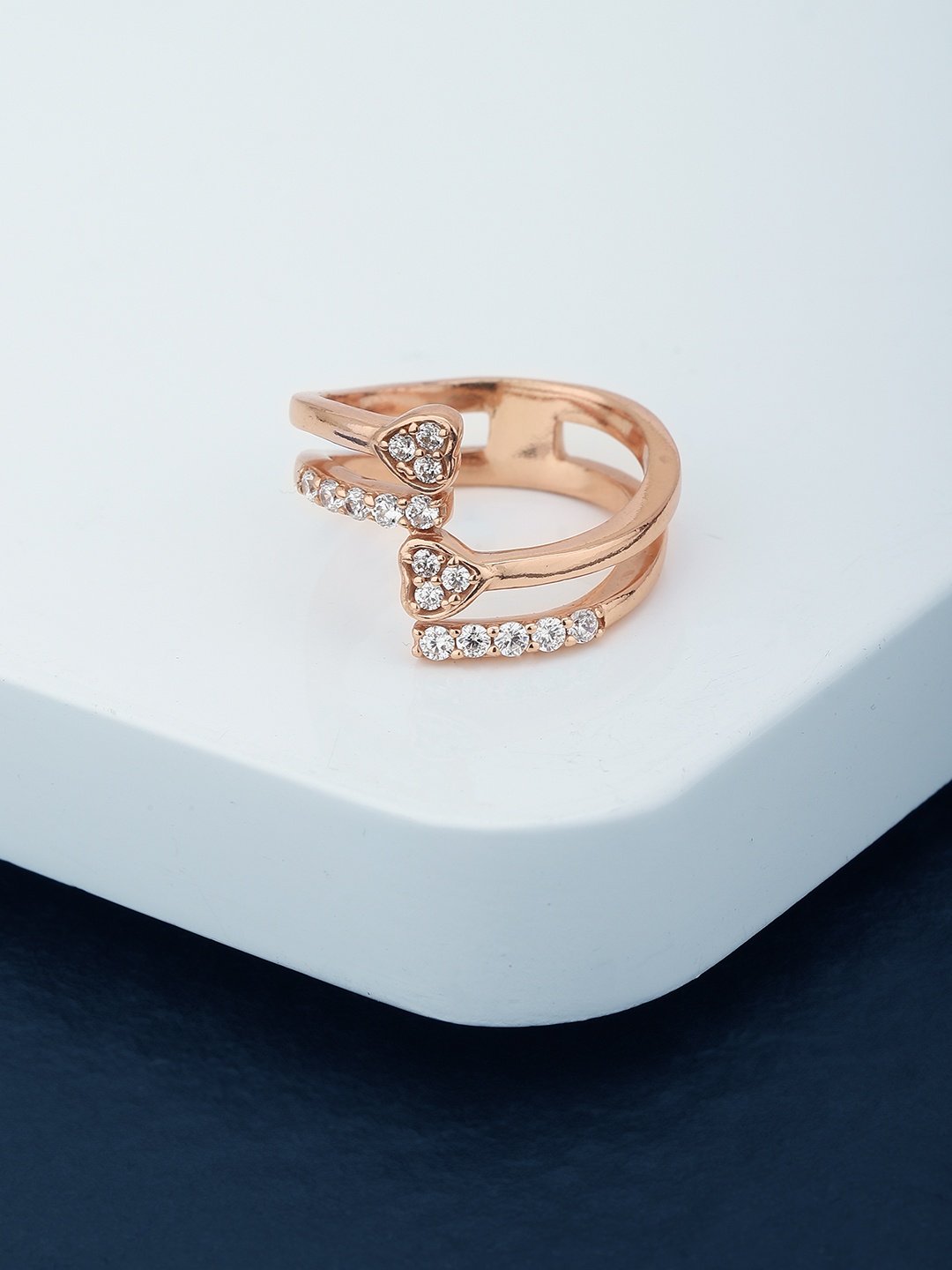 

Carlton London Rose Gold-Plated CZ-studded Finger Ring