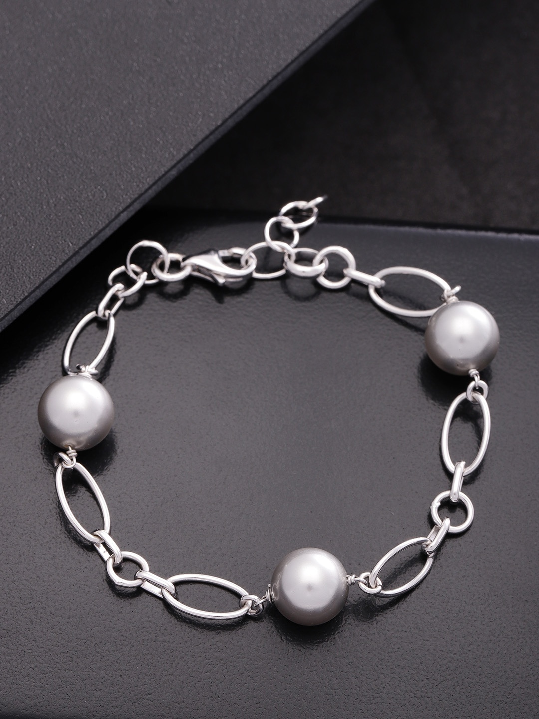 

Carlton London Silver-Toned Rhodium-Plated Link Bracelet