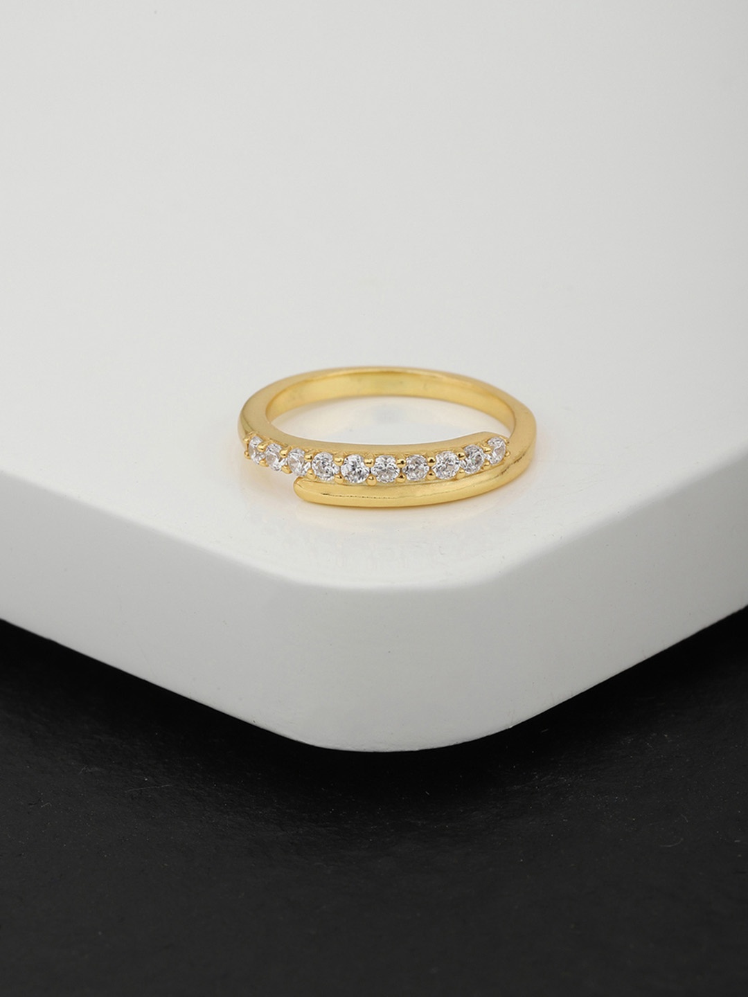 

Carlton London Gold-Plated CZ-studded Finger Ring