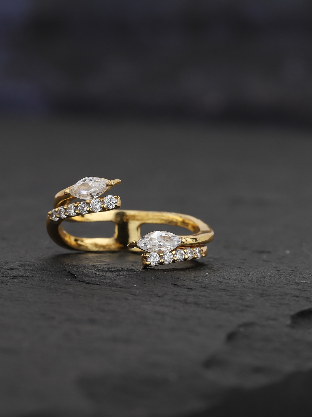 

Carlton London Gold-Plated CZ-studded Adjustable Finger Ring