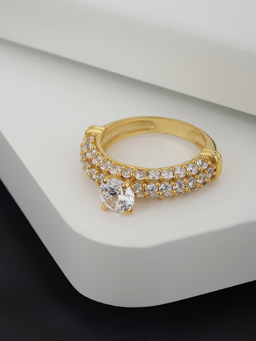 

Carlton London Gold-Plated CZ-studded Finger Ring