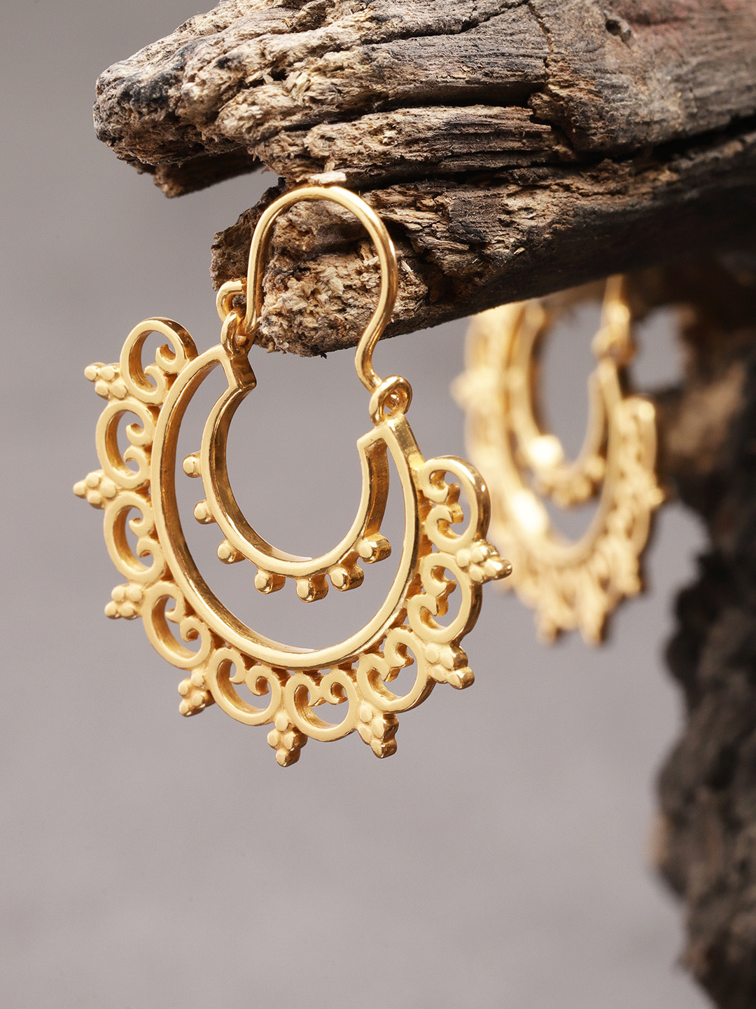 

Carlton London Gold-Plated Crescent Shaped Drop Earrings