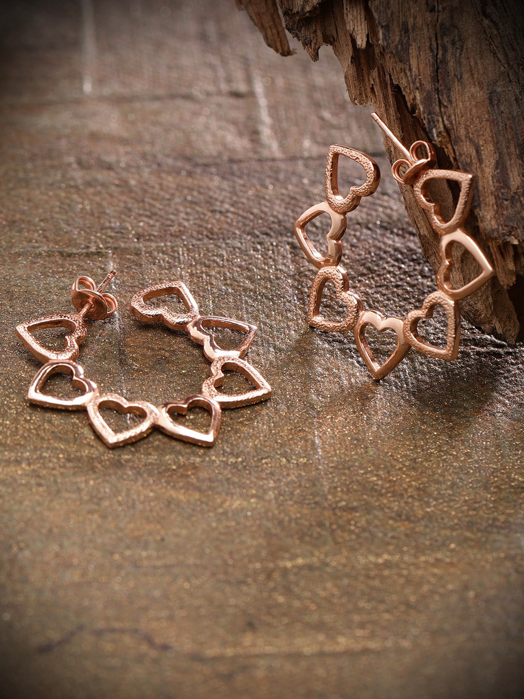 

Carlton London Rose Gold-Plated Heart Shaped Hoop Earrings