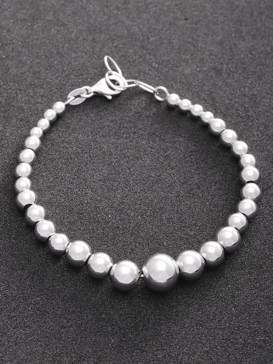 

Carlton London Silver-Toned Rhodium-Plated Beaded Bracelet