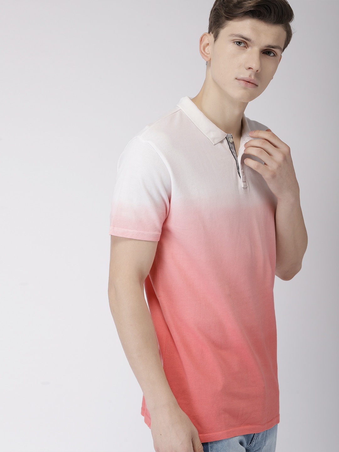 

Harvard Men Pink Dyed Polo Collar T-shirt