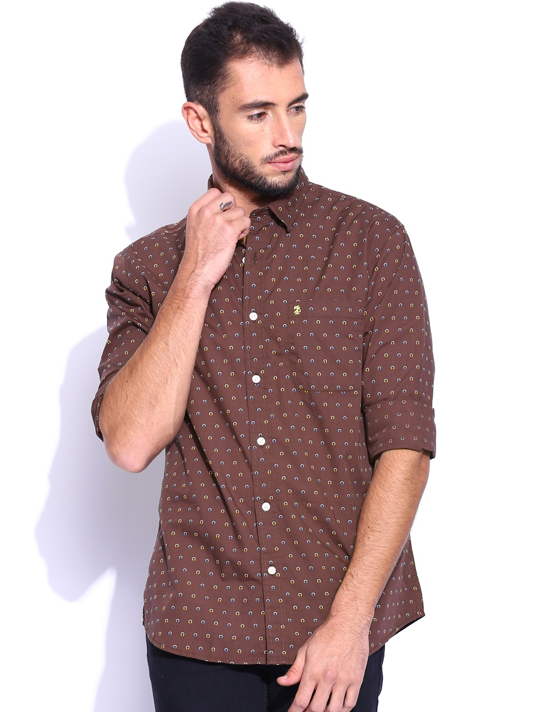 

IZOD Brown Printed Slim Fit Casual Shirt
