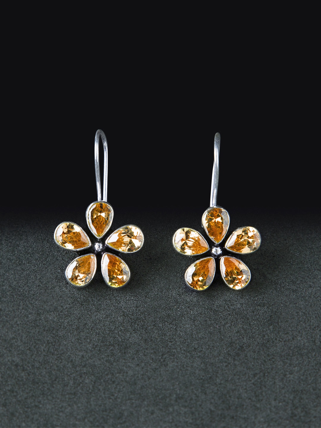 

Rubans Silver Silver-Plated Floral Drop Earrings