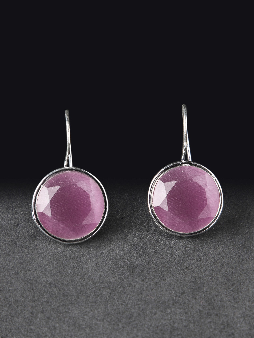 

Rubans Silver Silver-Plated & Pink Circular Drop Earrings