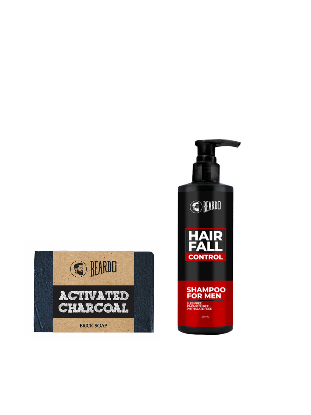 

BEARDO Men Set of Shampoo & Brick Soap, Black