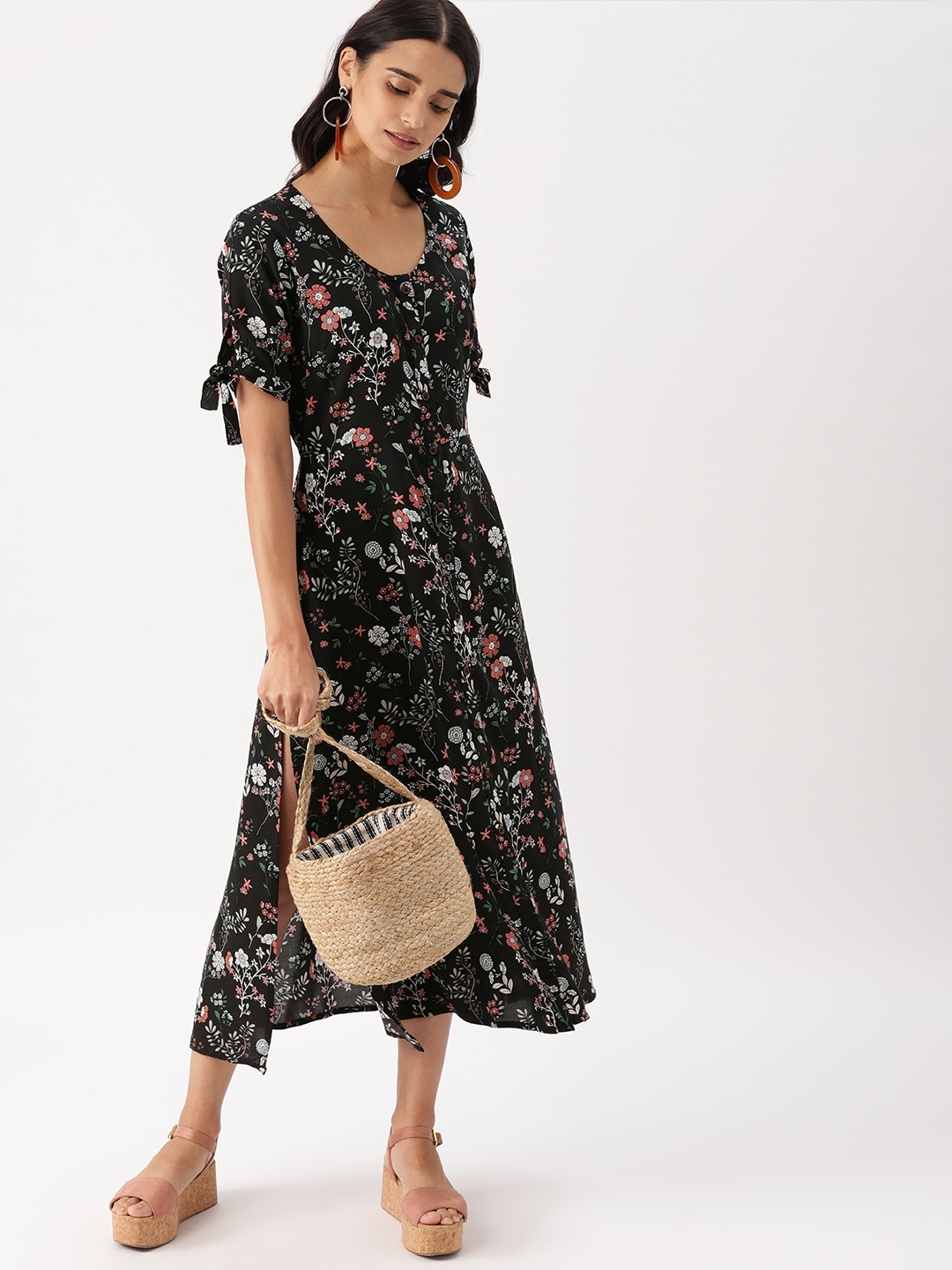 

DressBerry Women Black Printed A-Line Dress