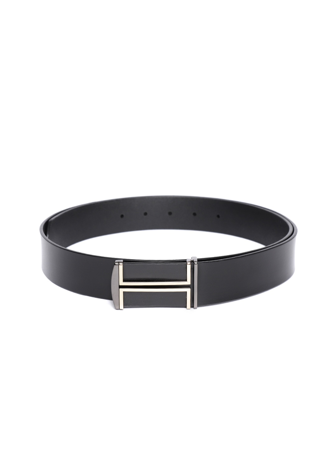 

Carlton London Men Black Solid Leather Belt