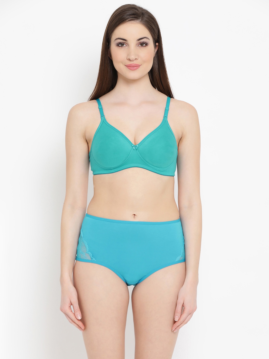 Clovia Women Teal Blue Lingerie Set COMBBP05940B