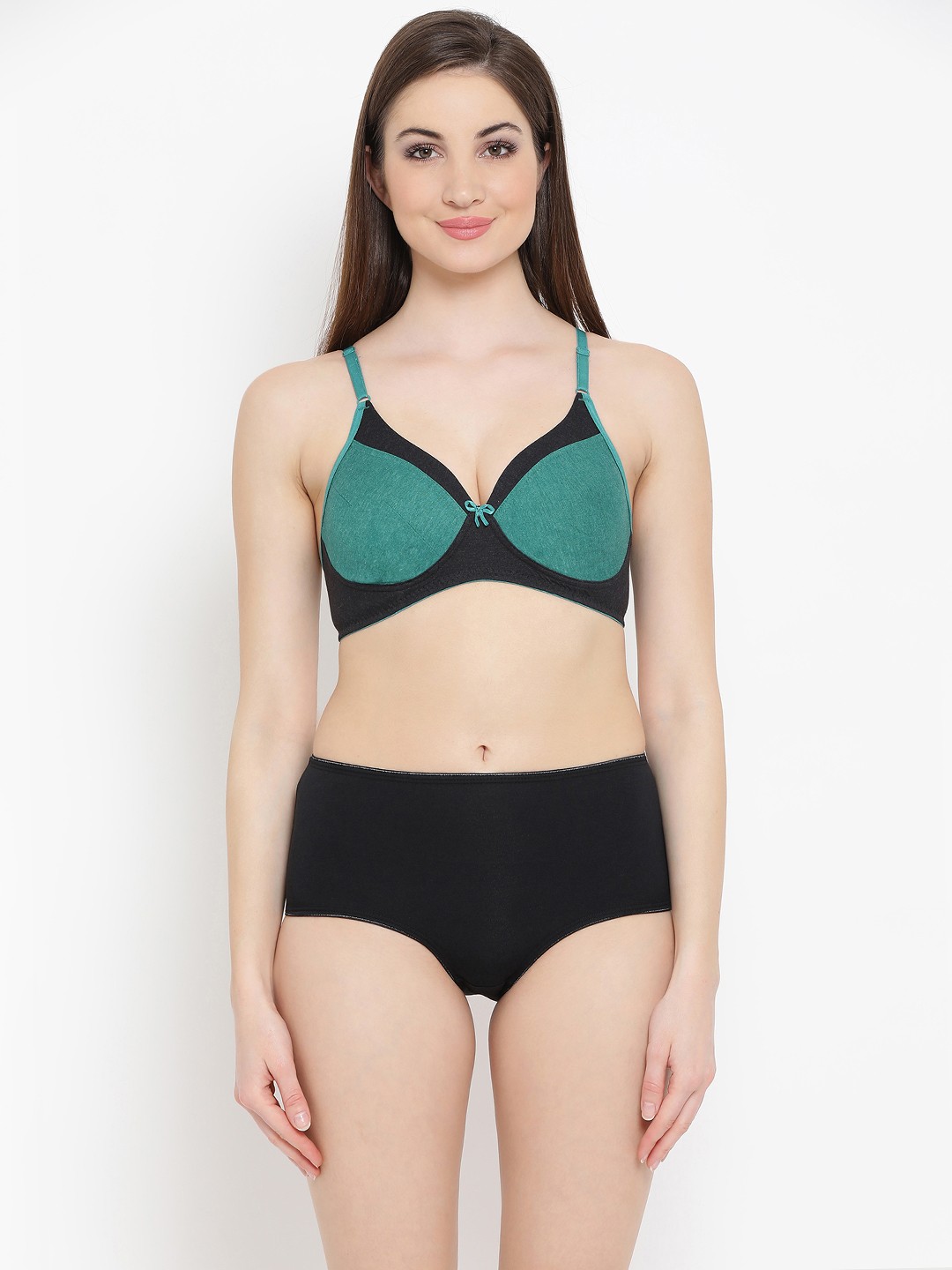 

Clovia Women Black & Green Lingerie Set COMBBP04840B