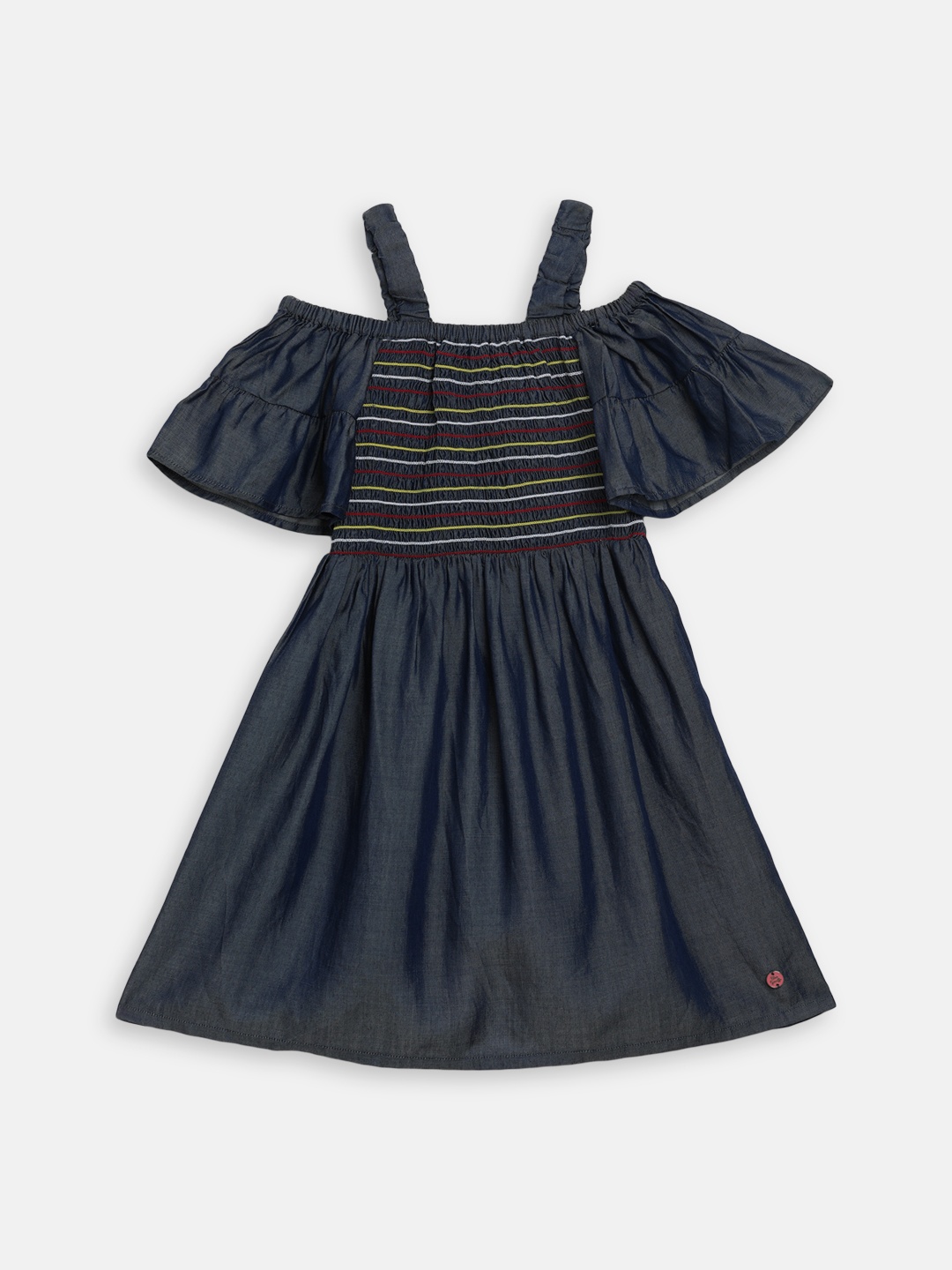 

Blue Giraffe Girls Blue Striped Fit and Flare Dress