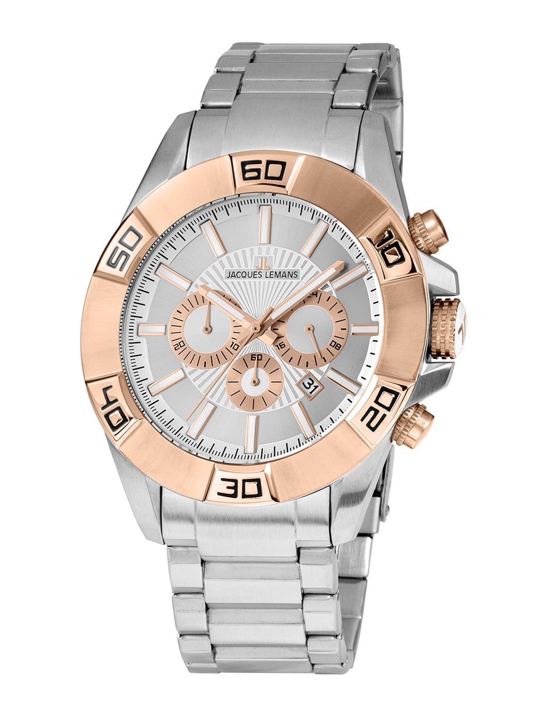 

Jacques Lemans Men Silver-Toned Automatic Quartz Watch 1-1808G
