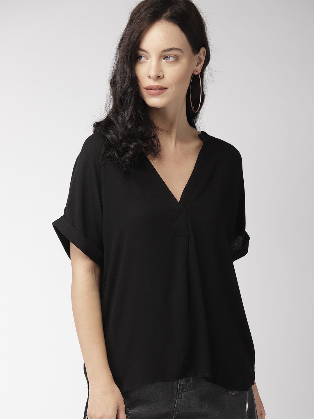 

FOREVER 21 Women Black Solid Top