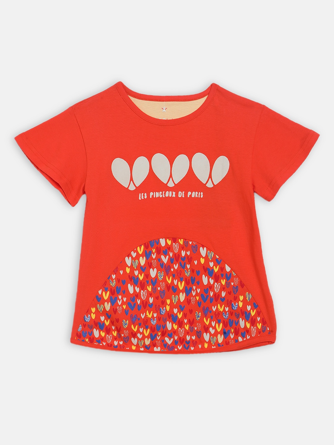

ELLE Girls Orange Printed Round Neck T-shirt
