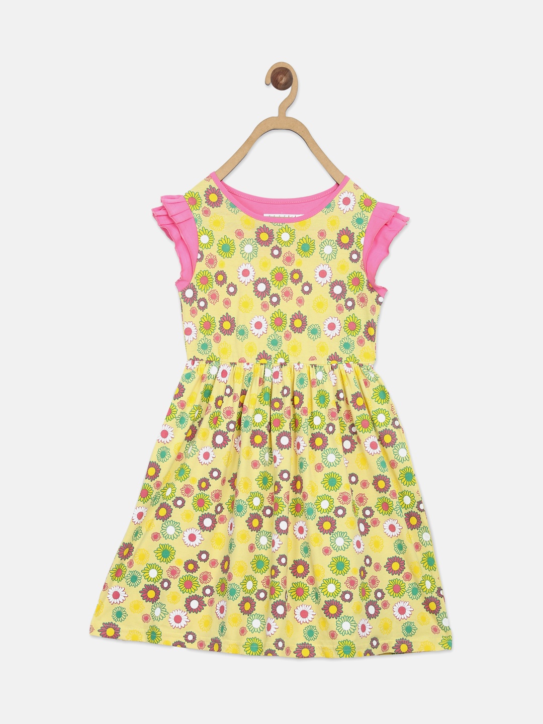 

ELLE Girls Yellow Printed Fit and Flare Dress