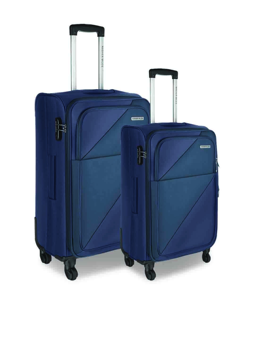 

Nasher Miles Unisex Set of 2 Solid Trolley Bags, Blue