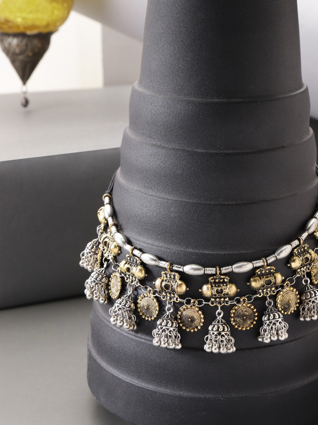 

Infuzze Oxidised Silver-Toned & Antique Gold-Toned Brass-Plated Textured Necklace