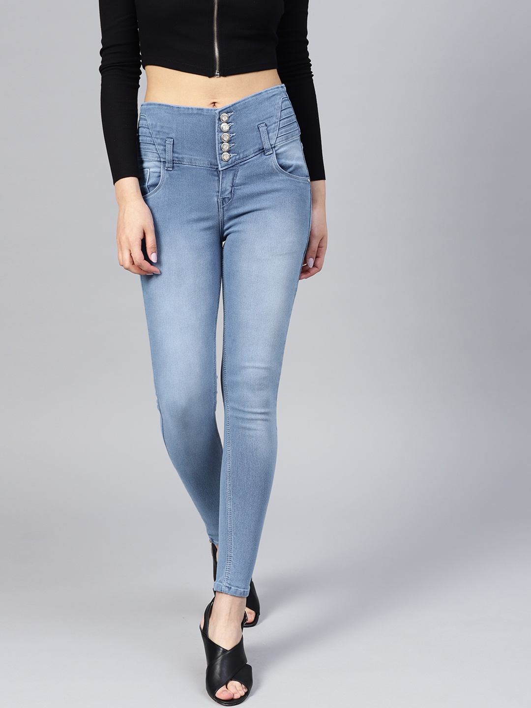 

Purple Feather Women Blue Skinny Fit High-Rise Clean Look Jeans