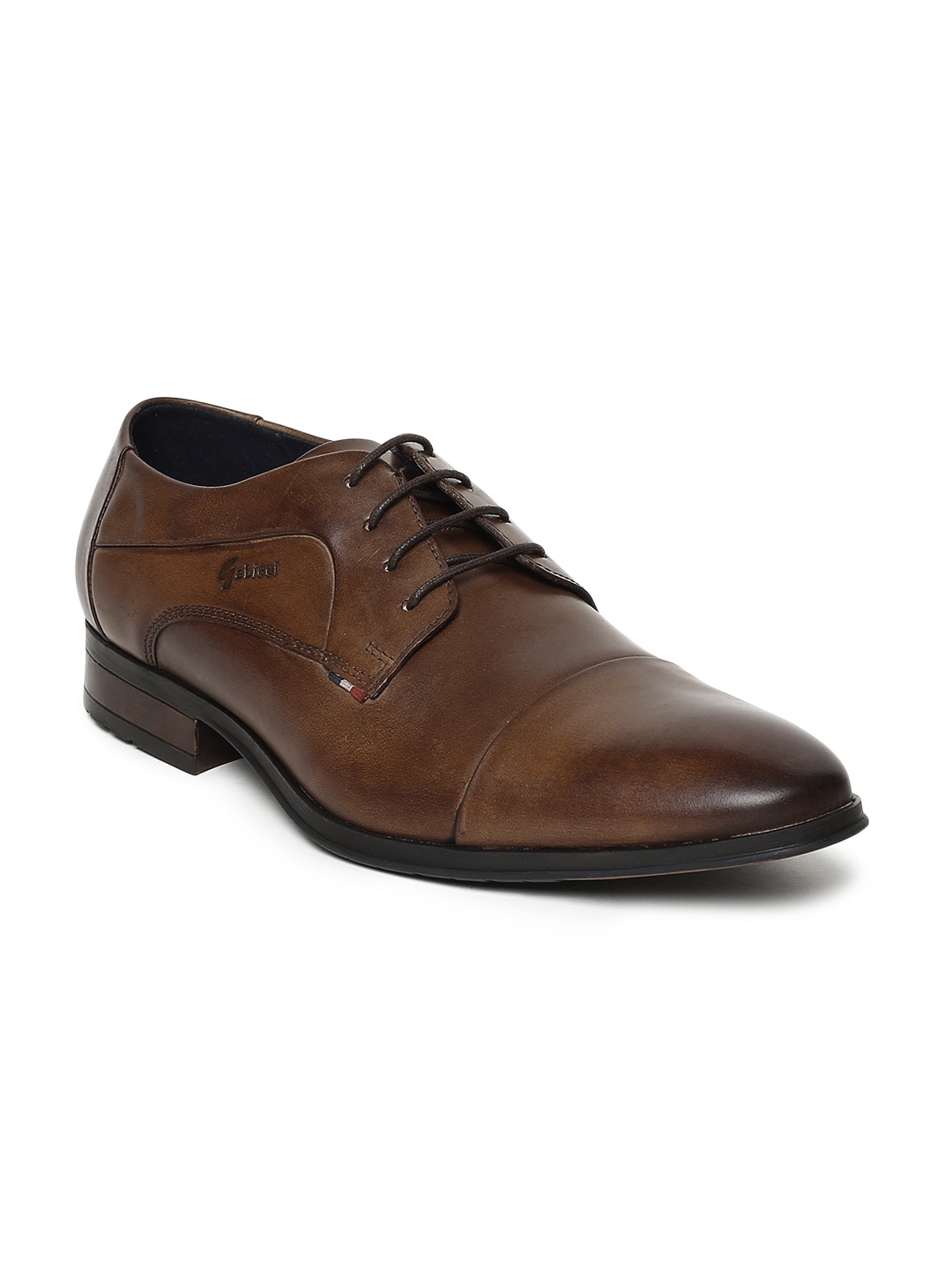 

GABICCI Men Tan Brown Leather Donny Grain Formal Derbys