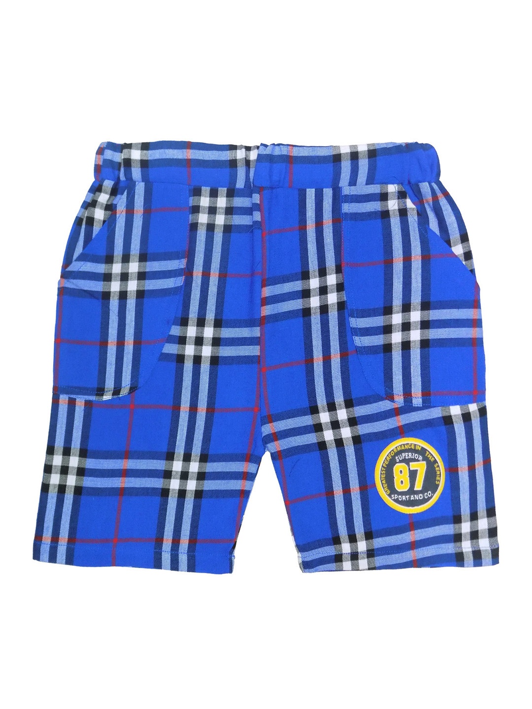 

SWEET ANGEL Unisex Blue Checked Regular Fit Regular Shorts