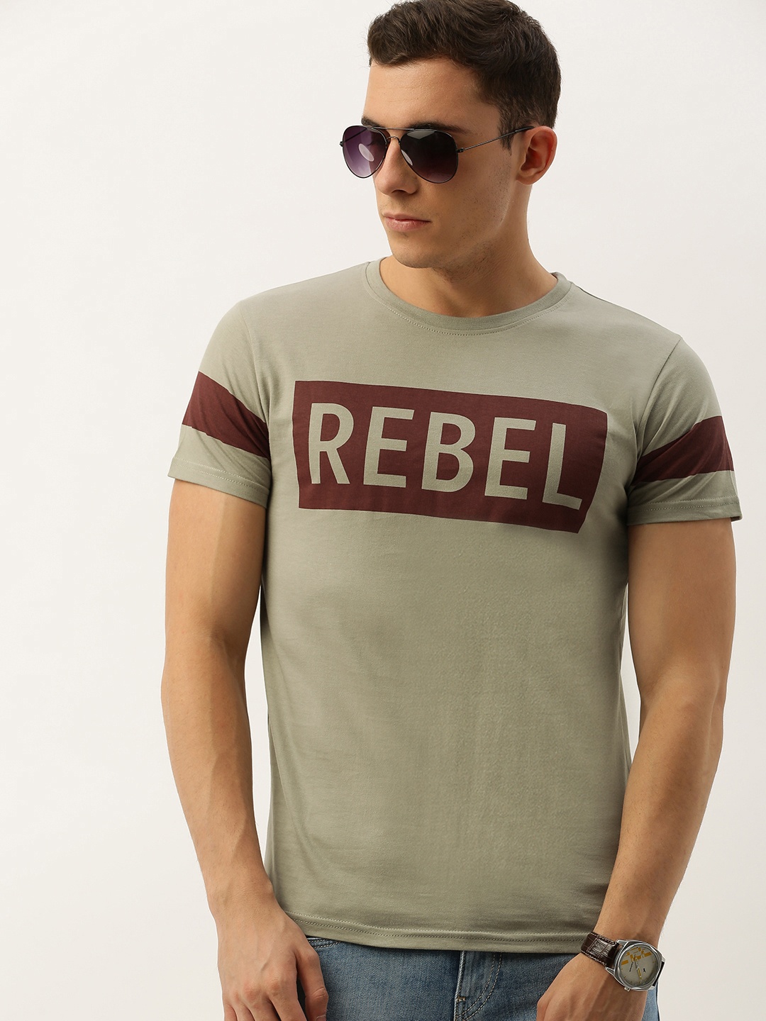 

DILLINGER Men Grey Printed Round Neck Pure Cotton T-shirt