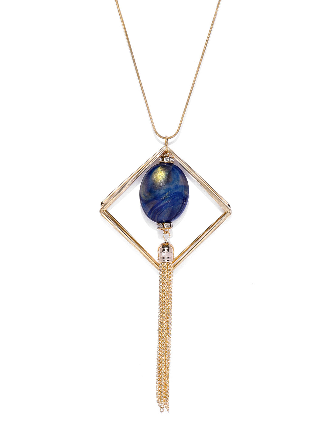 

Blisscovered Gold-Toned & Blue Pendant With Chain